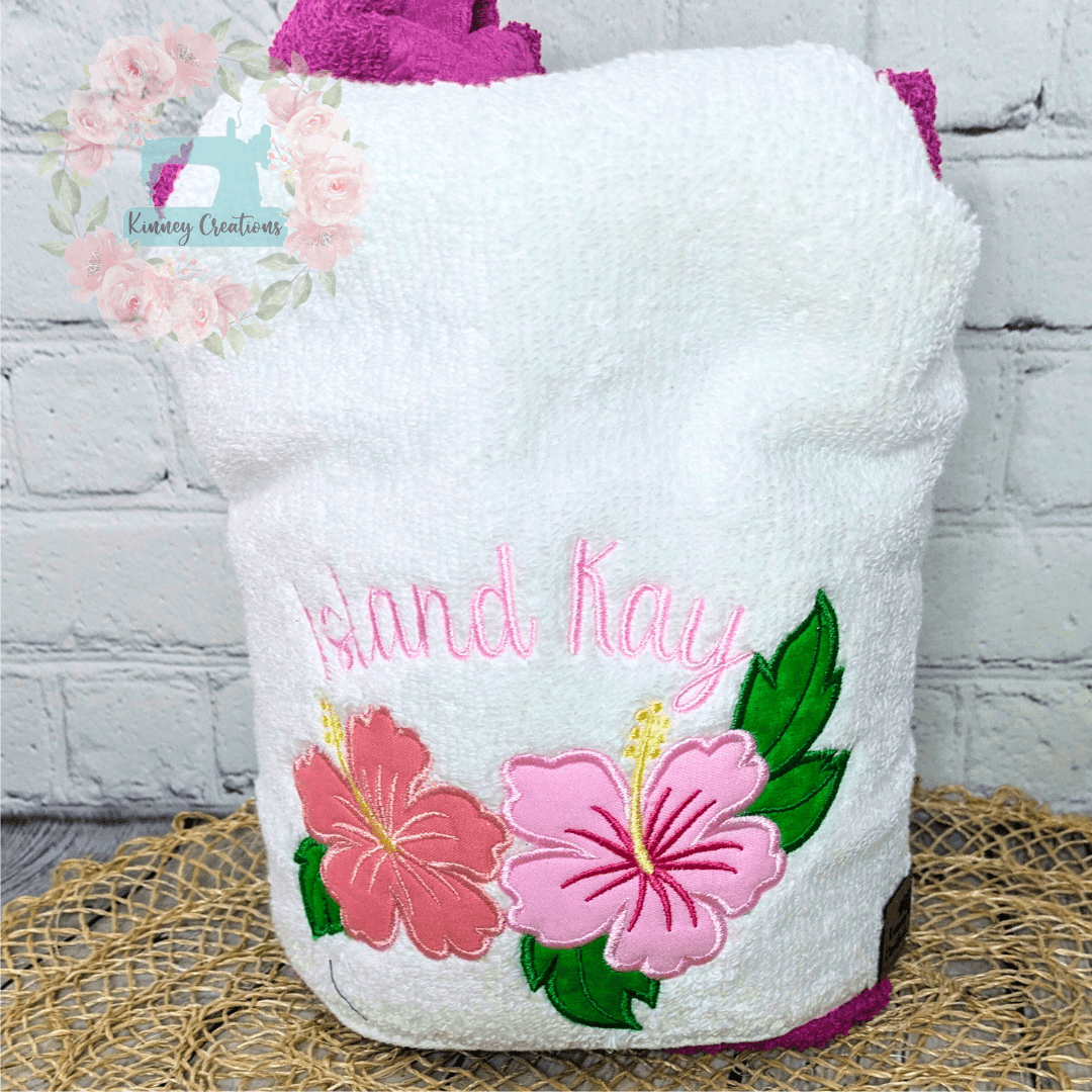 Hibiscus flower personalized hooded towel