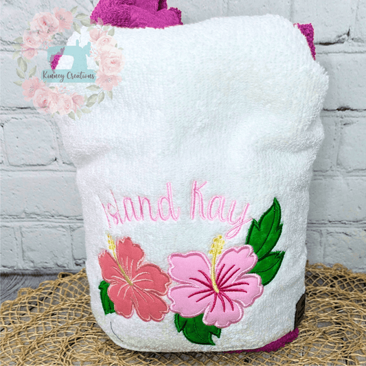 Hibiscus flower personalized hooded towel