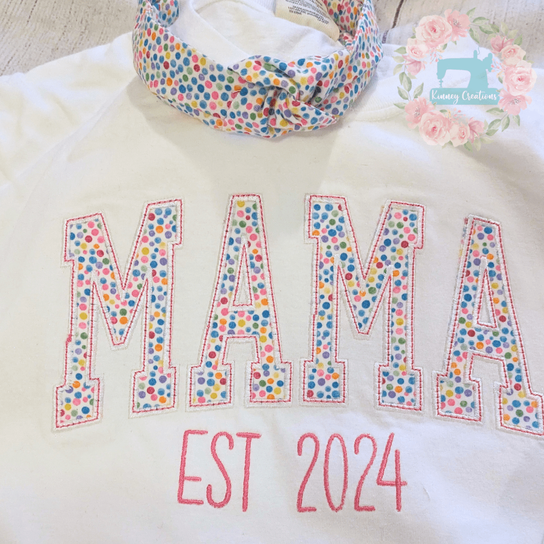 Confetti MAMA curved applique t-shirt