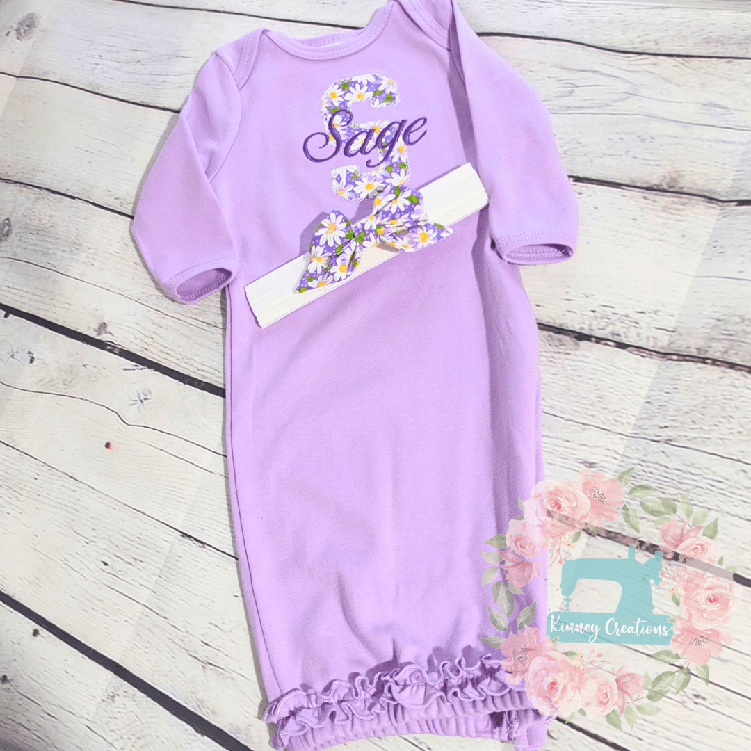 Lavendar Daisy personalized gown