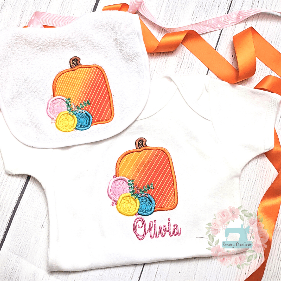 Floral pumpkin bodysuit & bib