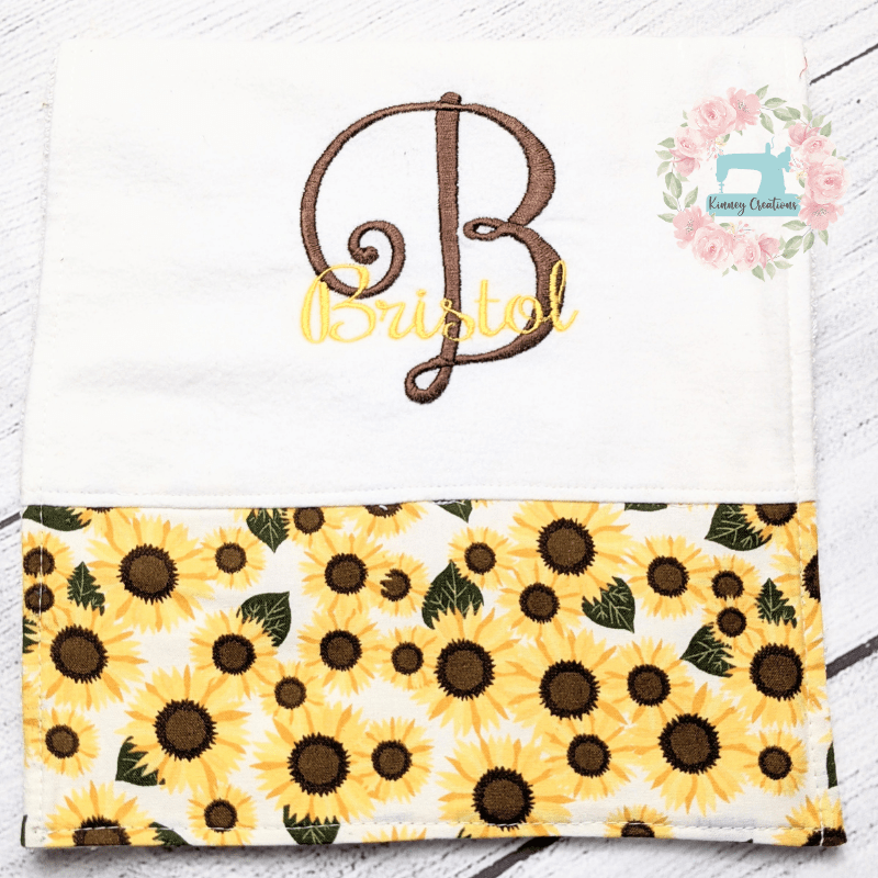 Sunflower Personalized white burp