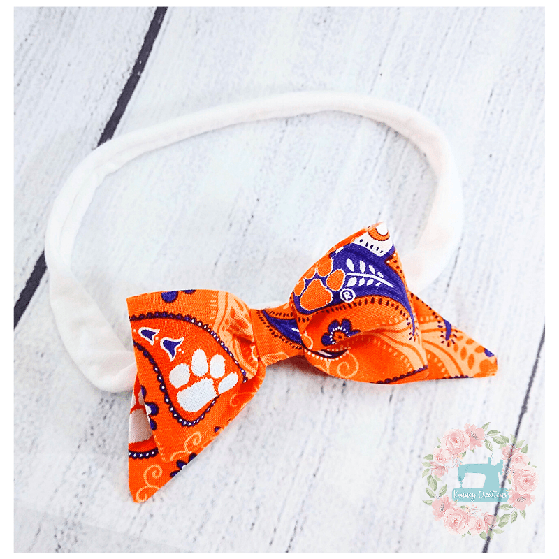 Clemson fabric school day bow