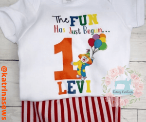 Clown 1st birthday shirt