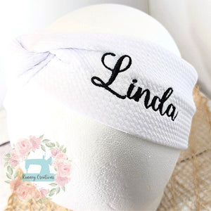 Open image in slideshow, Twisted knot personalized headband
