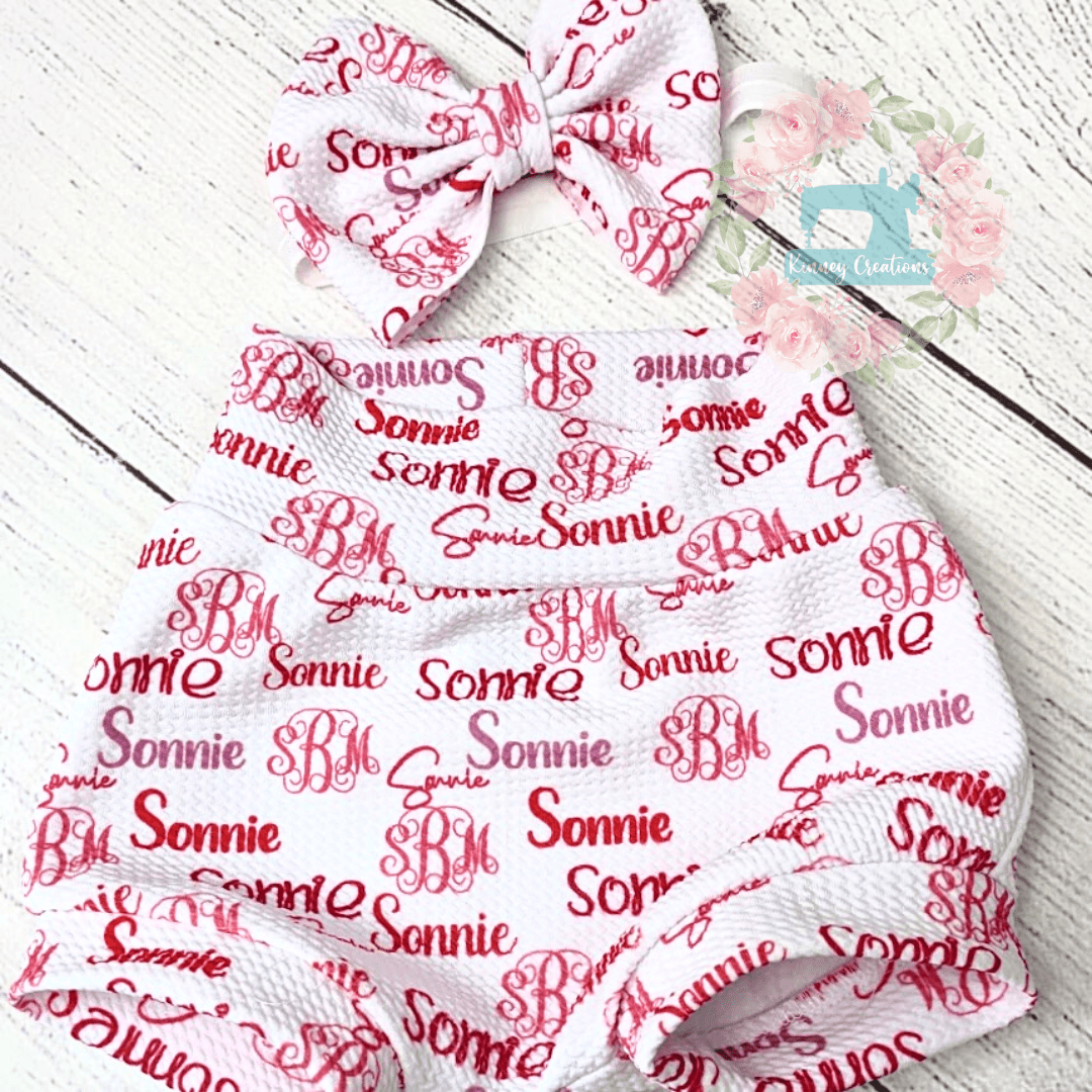 Rosy Bloom personalized bummie bow set