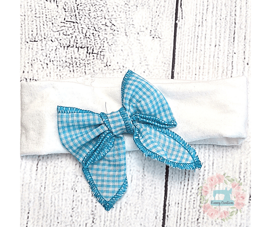 Turquoise gingham headband