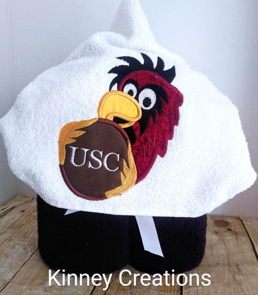 Gamecock inspired football hooded towel