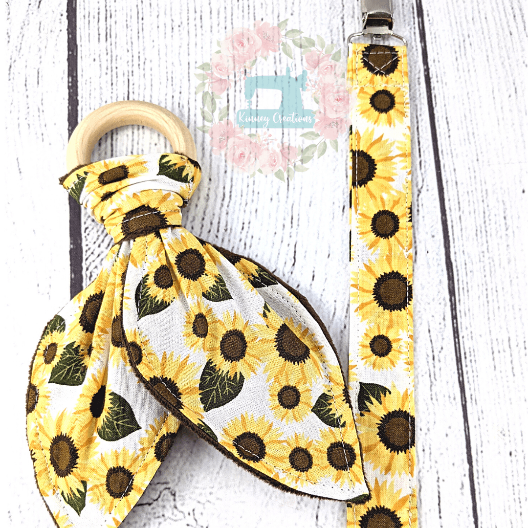 Sunflower teether and clip